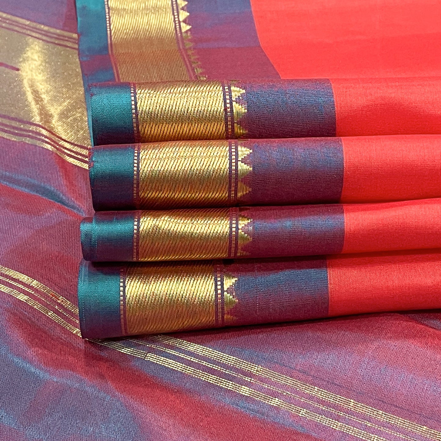 Bright Red Pure Kanjivaram Silk Saree