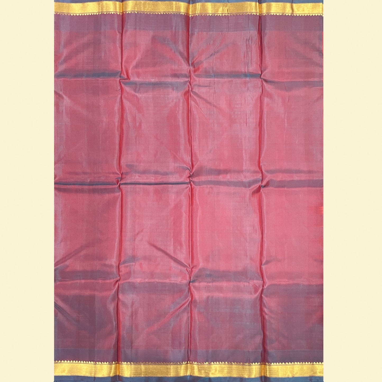 Red fabric with gold border, Kanjivaram Silk Saree