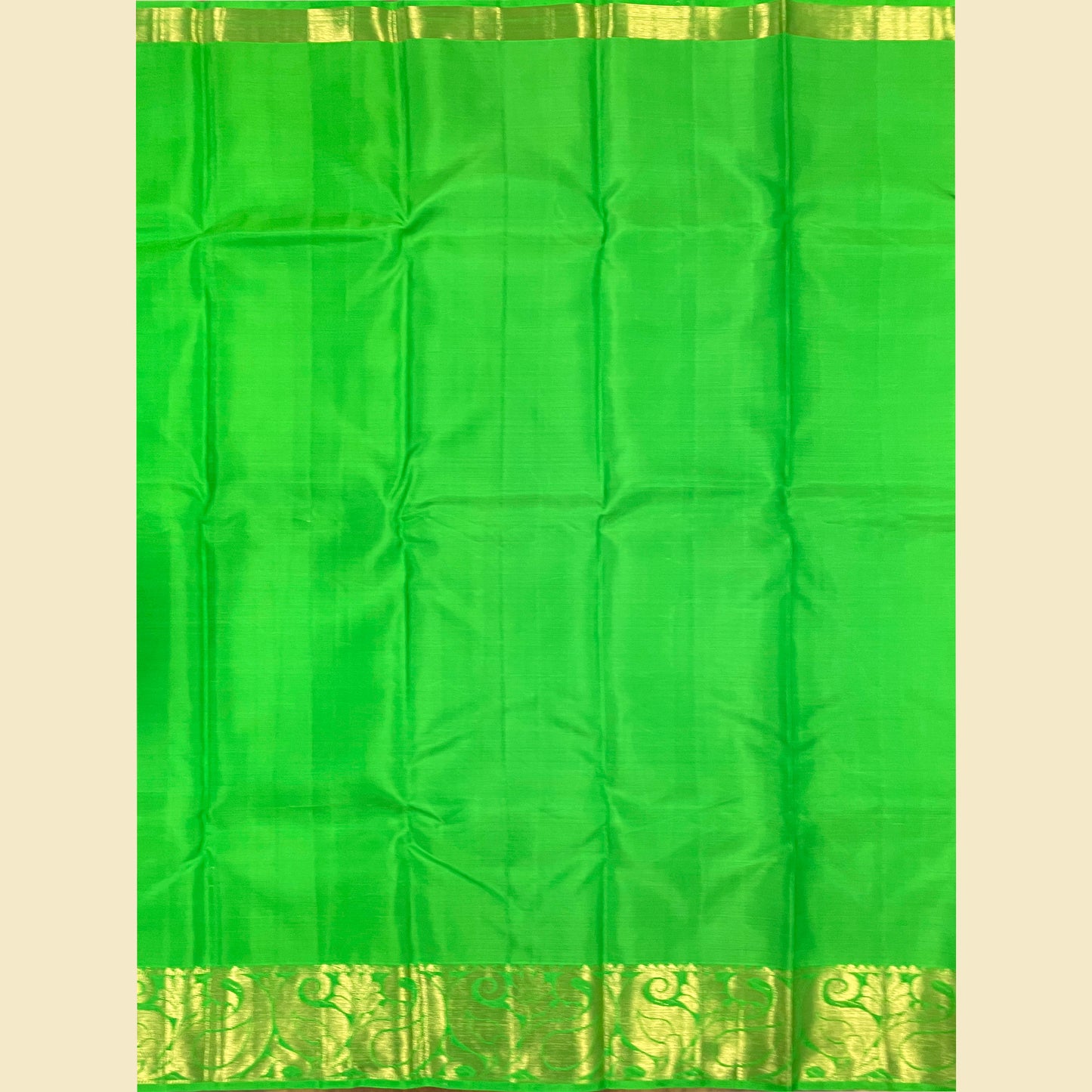 Antique Gold Green Blouse Kanjivaram Silk Saree