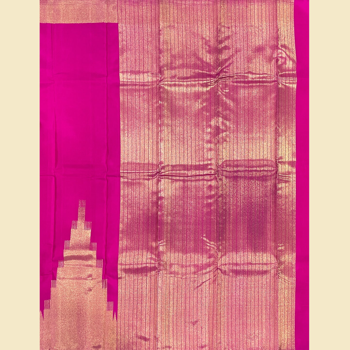 Rani Pink Kanjivaram Silk Saree With Gold Zari Pallu