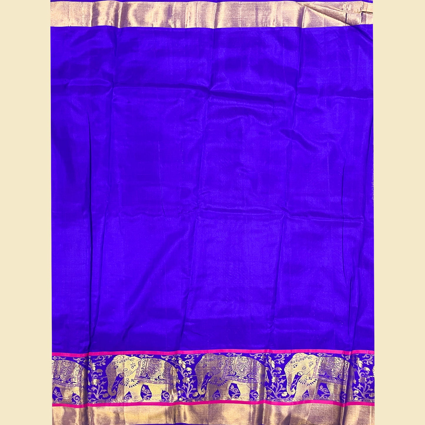 Royal Blue Blouse Kanjivaram Silk Saree