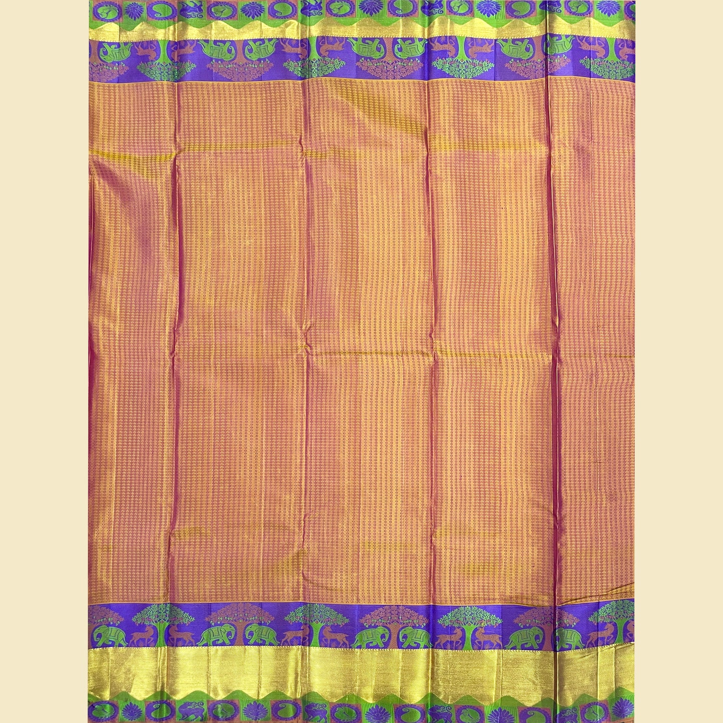 Magenta Kanjivaram Silk Saree Purple-Green Border
