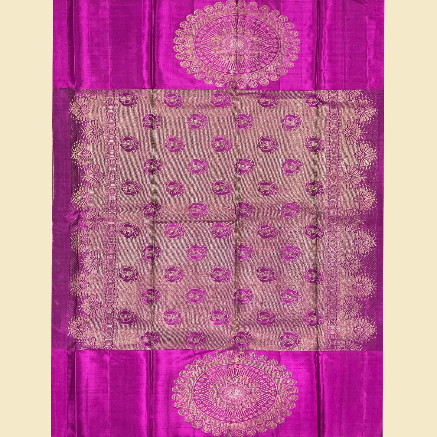 Rani Pink Border Kanjivaram Silk Saree