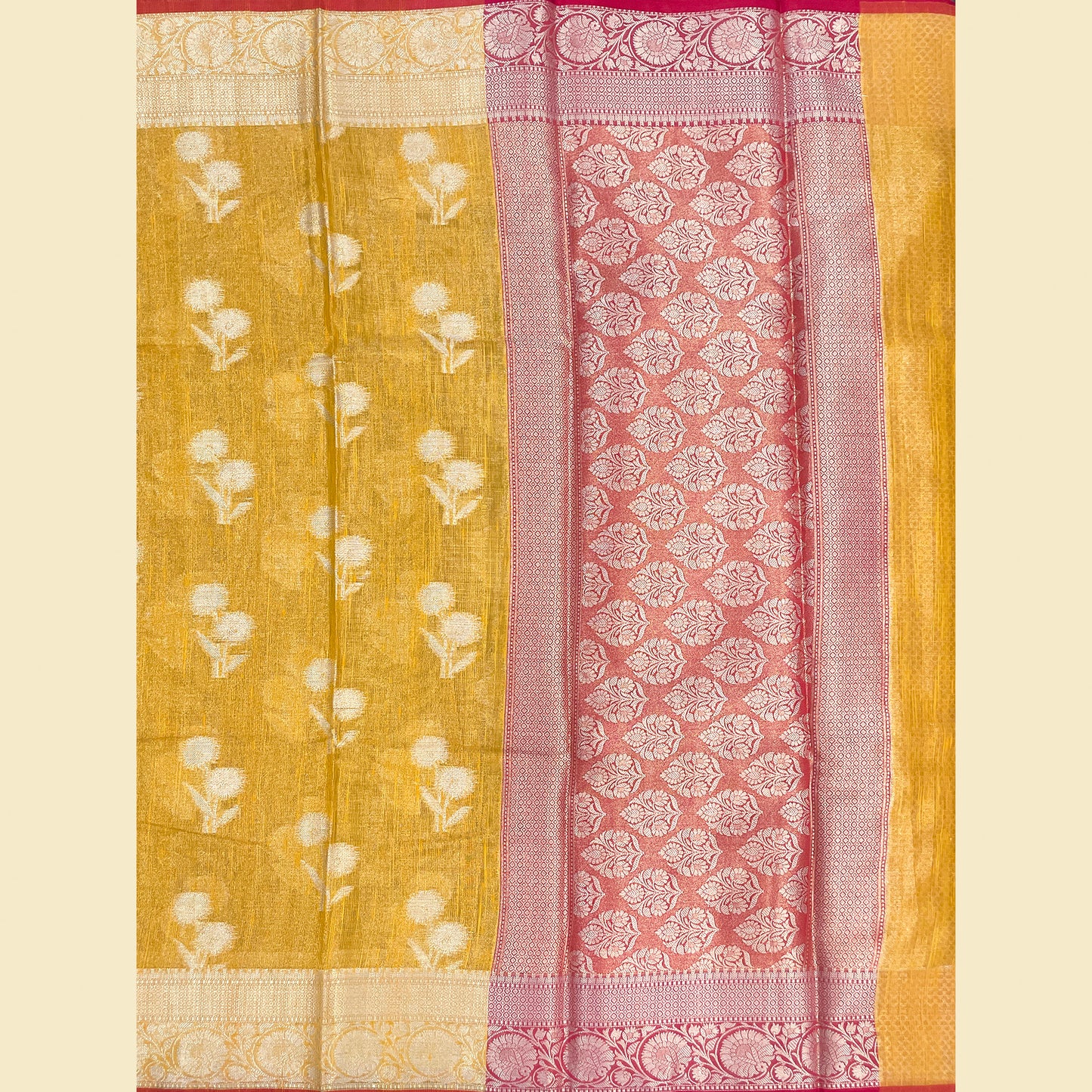 Golden-Yellow Banarasi Silk Saree