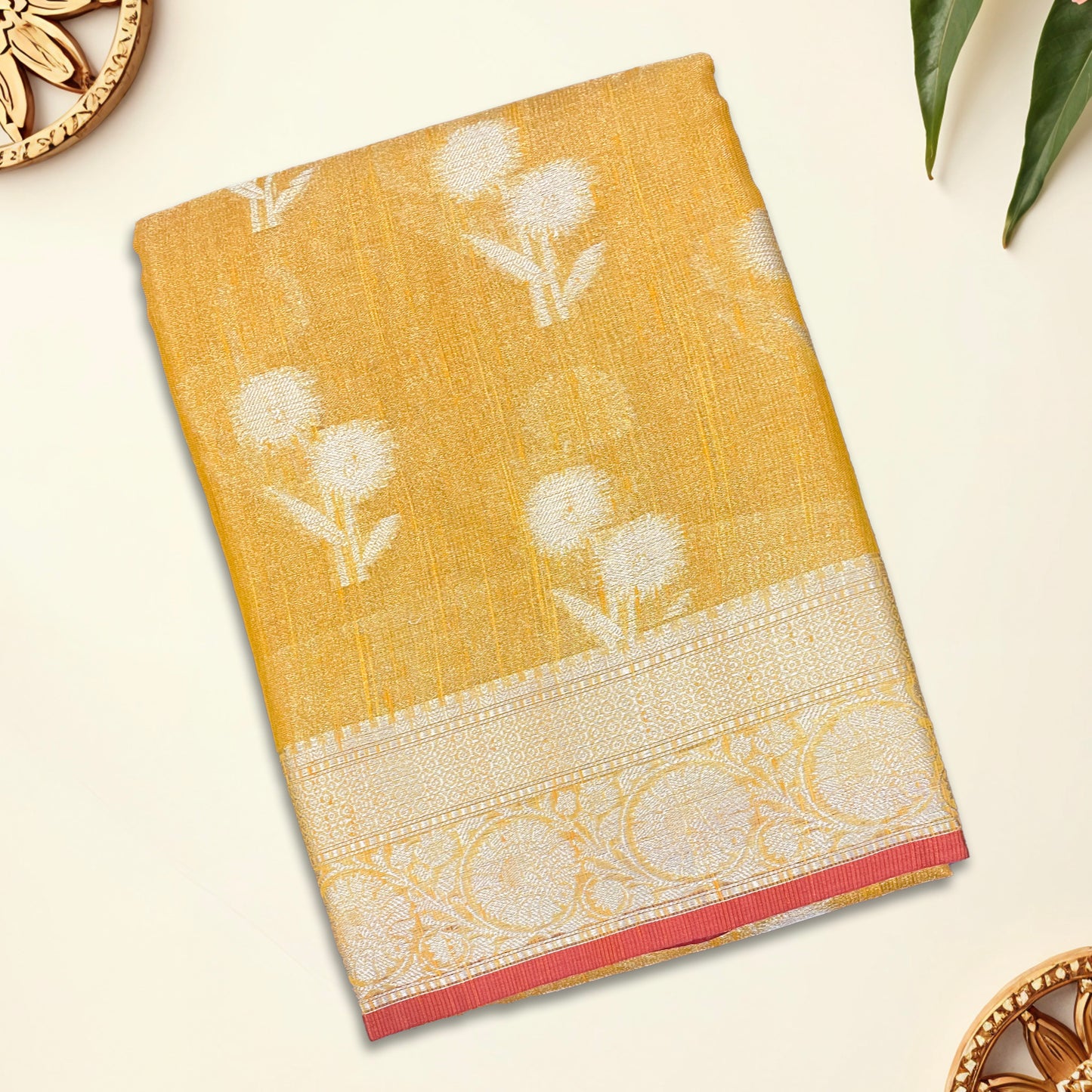 Golden-Yellow Banarasi Silk Saree