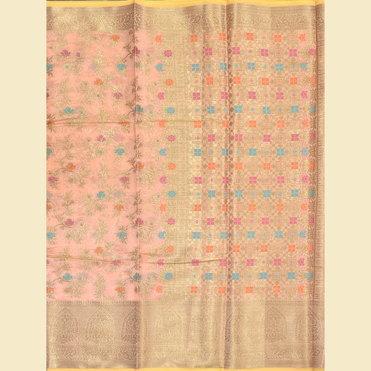 Peach Pink Banarasi Saree