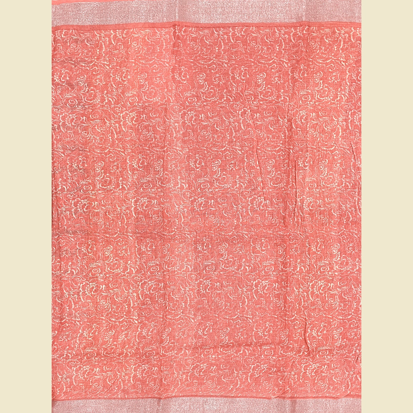 Coral Orange Linen Saree