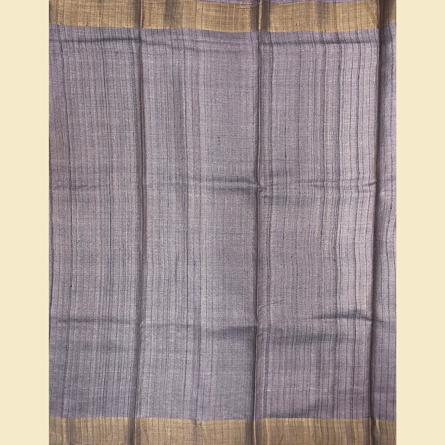 Grey With Mauve Border Tussar Silk Saree