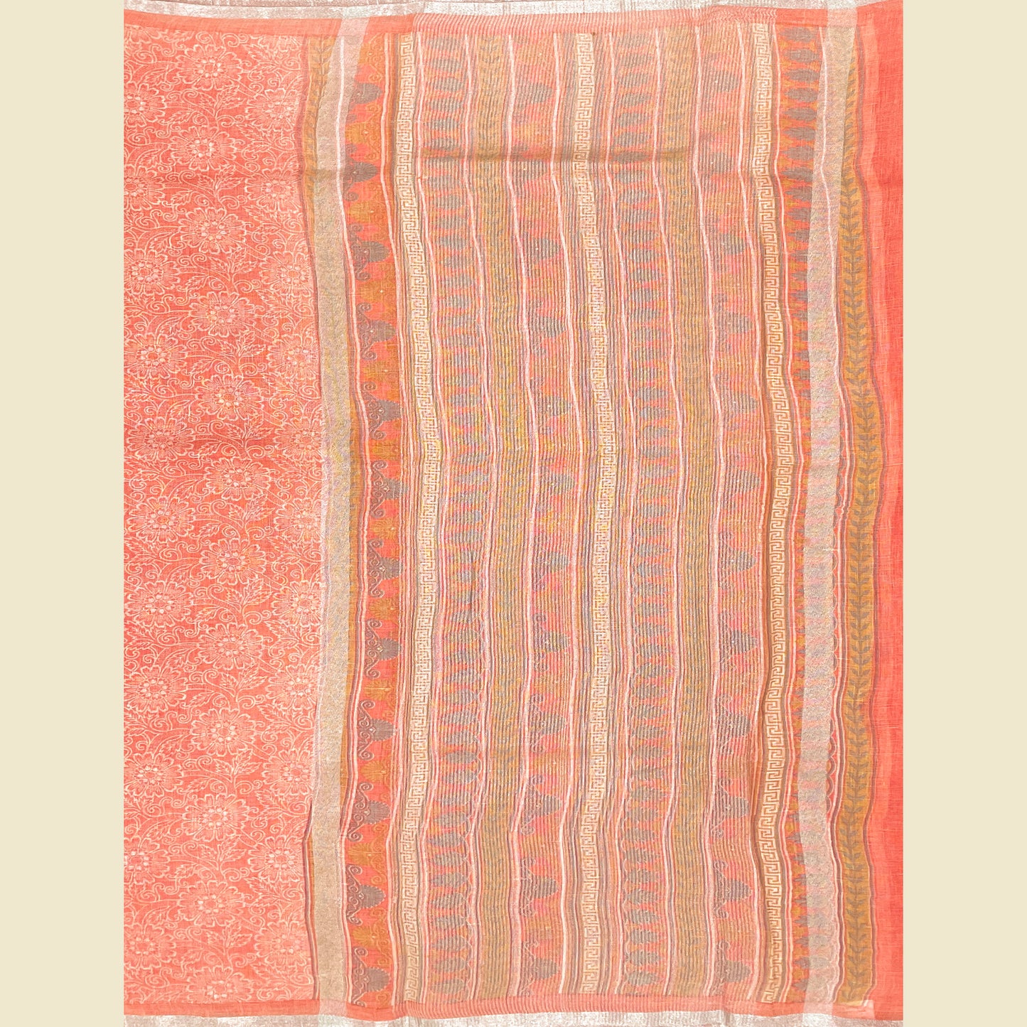Orange Linen Saree
