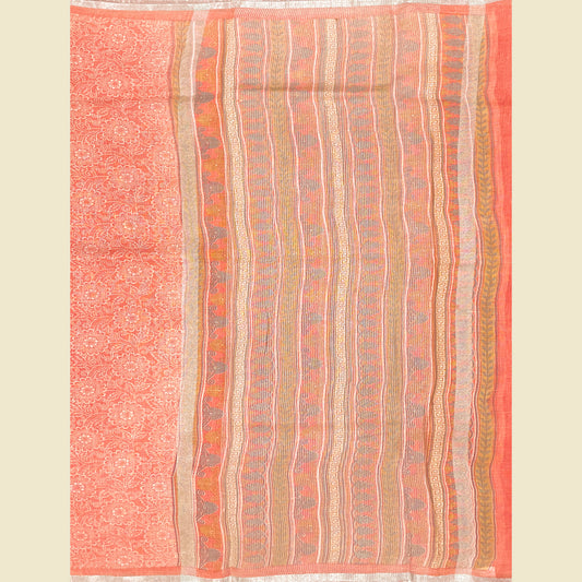 Orange Linen Saree
