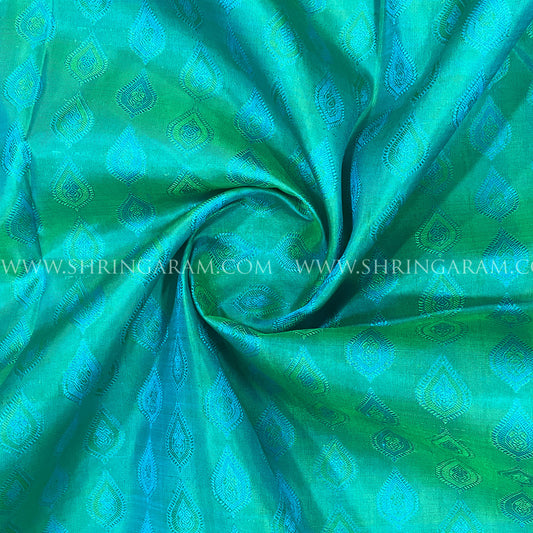 Aqua Green Kanjivaram Silk Saree With Pink-Gold Zari Border