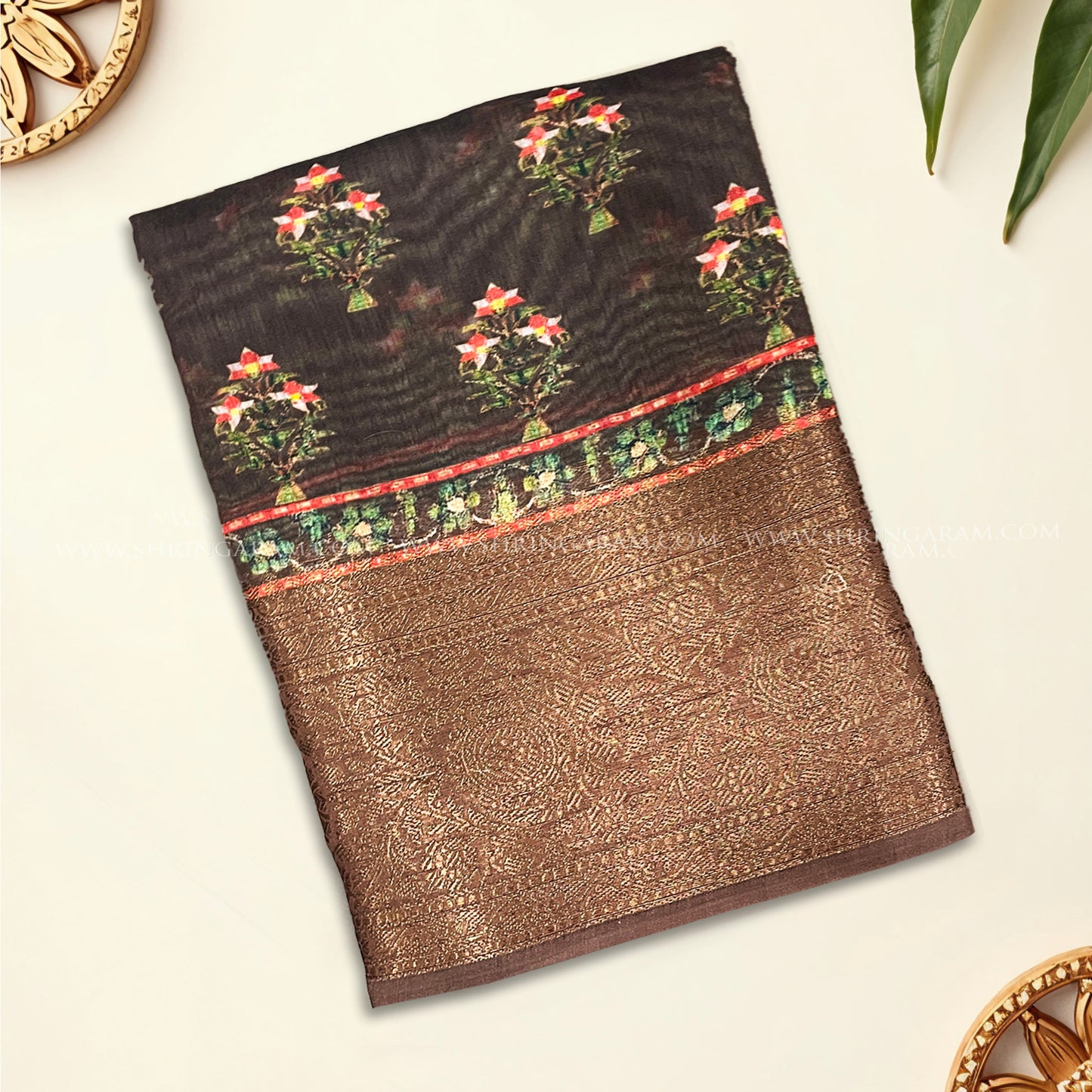 Coffee Brown Chanderi Silk Saree