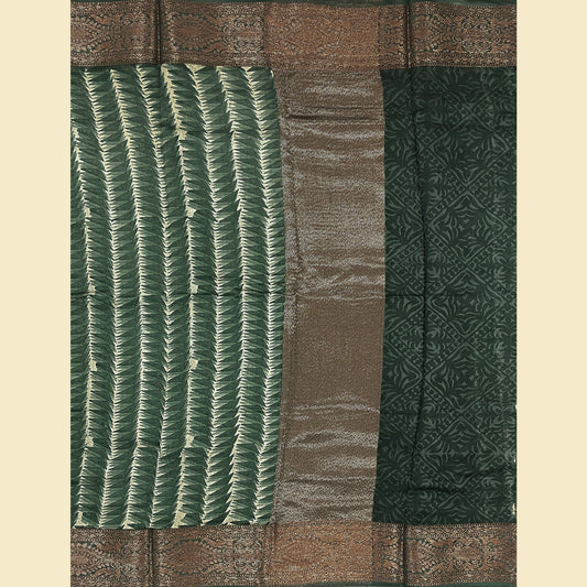 Forest Green Pallu Chanderi Silk Saree