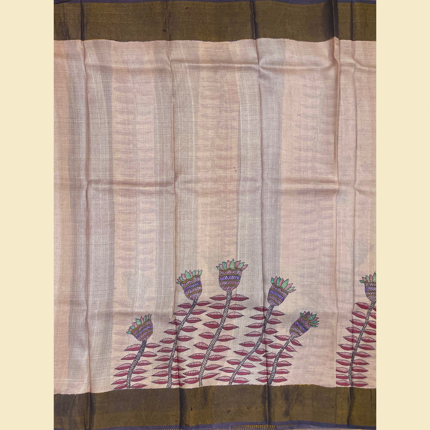 Soft Blush Tussar Silk Saree