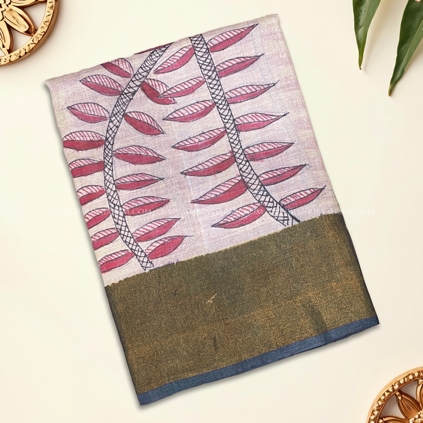 Soft Blush Tussar Silk Saree