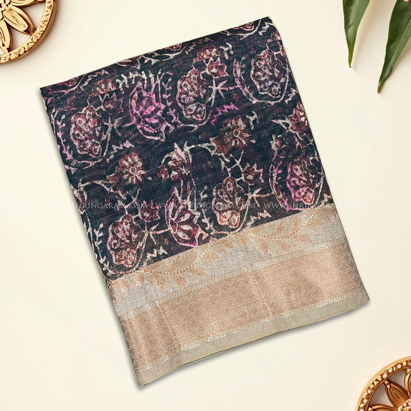 Blue Multi Chanderi Silk Saree