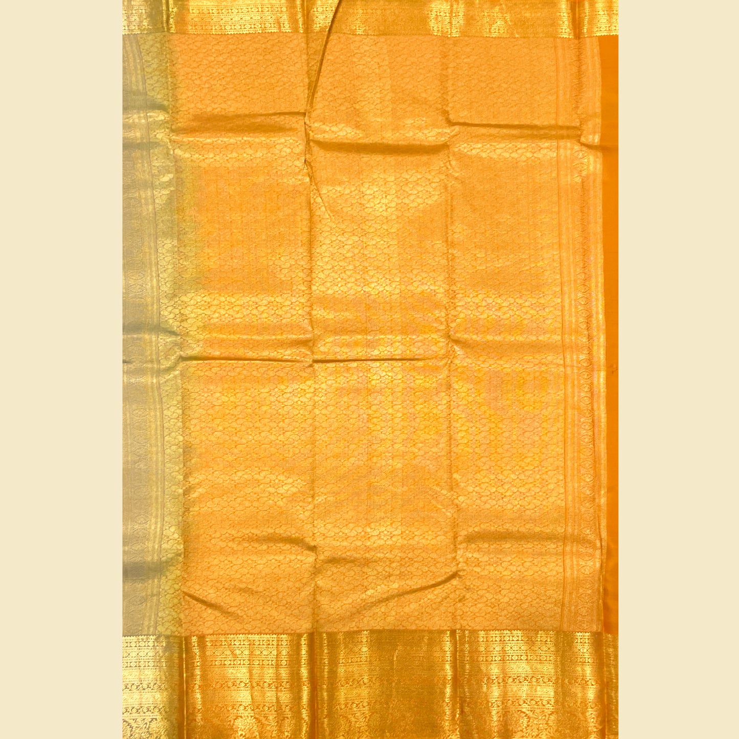Kanjivaram Silk Saree With Golden-Orange Pallu