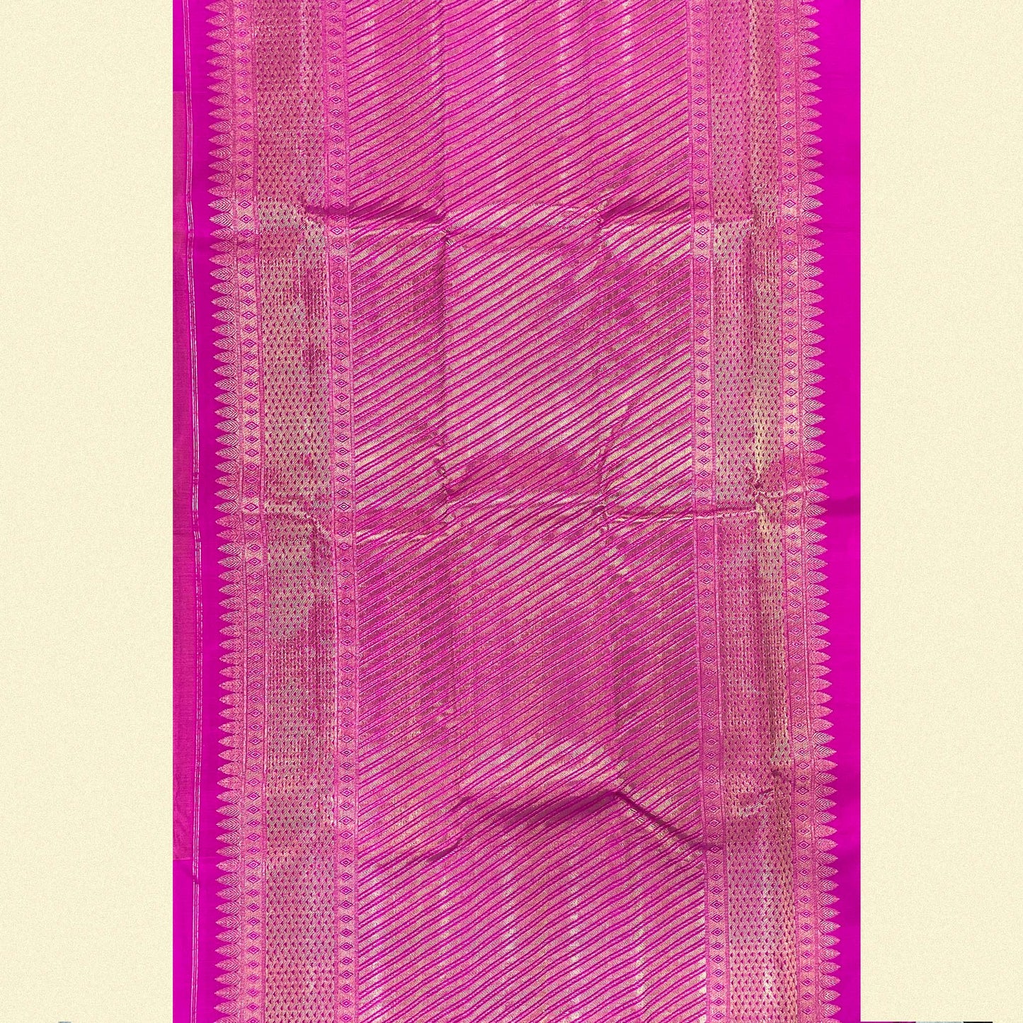 Mustard Brocade Kanjivaram Silk Saree Pink Pallu