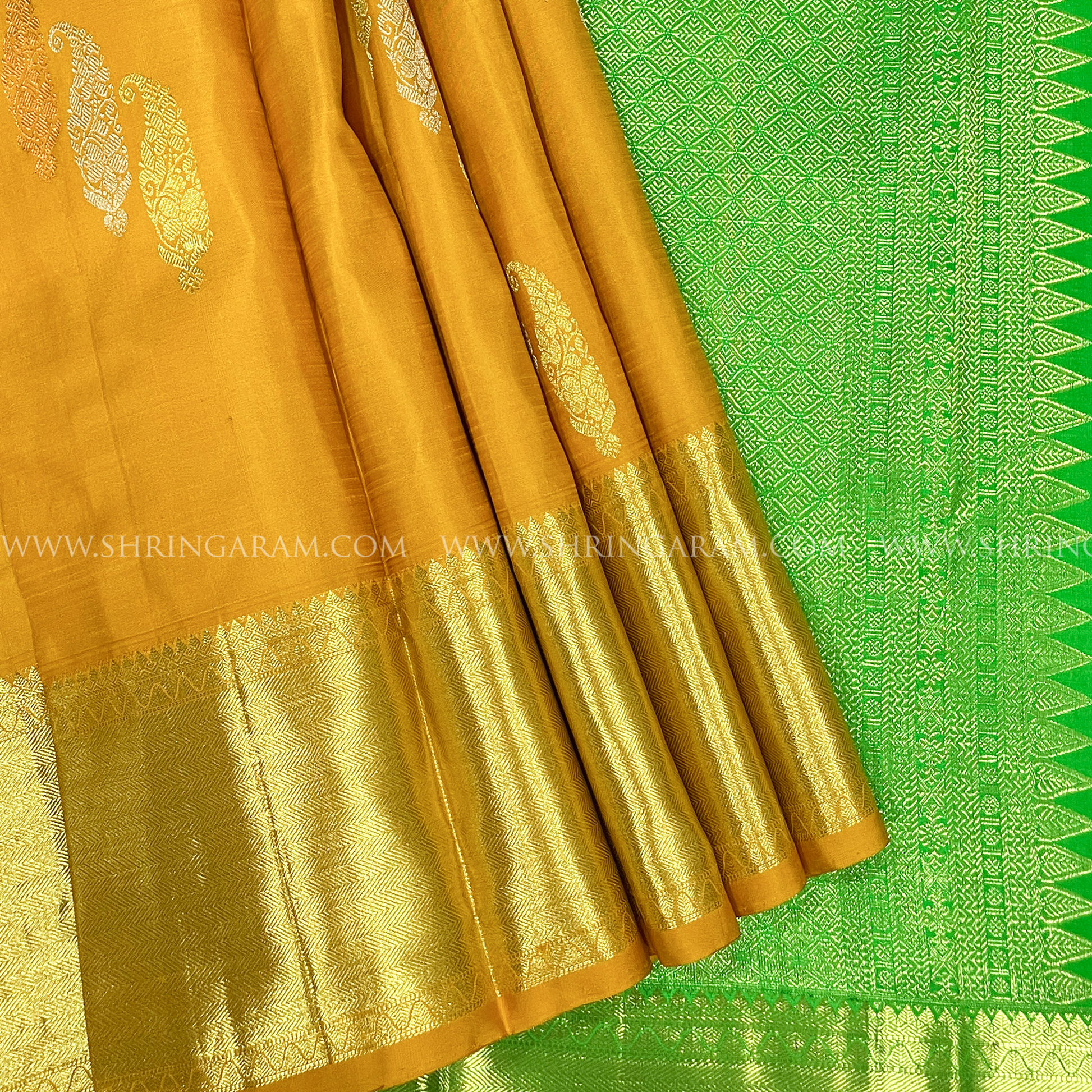 Mustard Yellow Kanjivaram Silk Saree