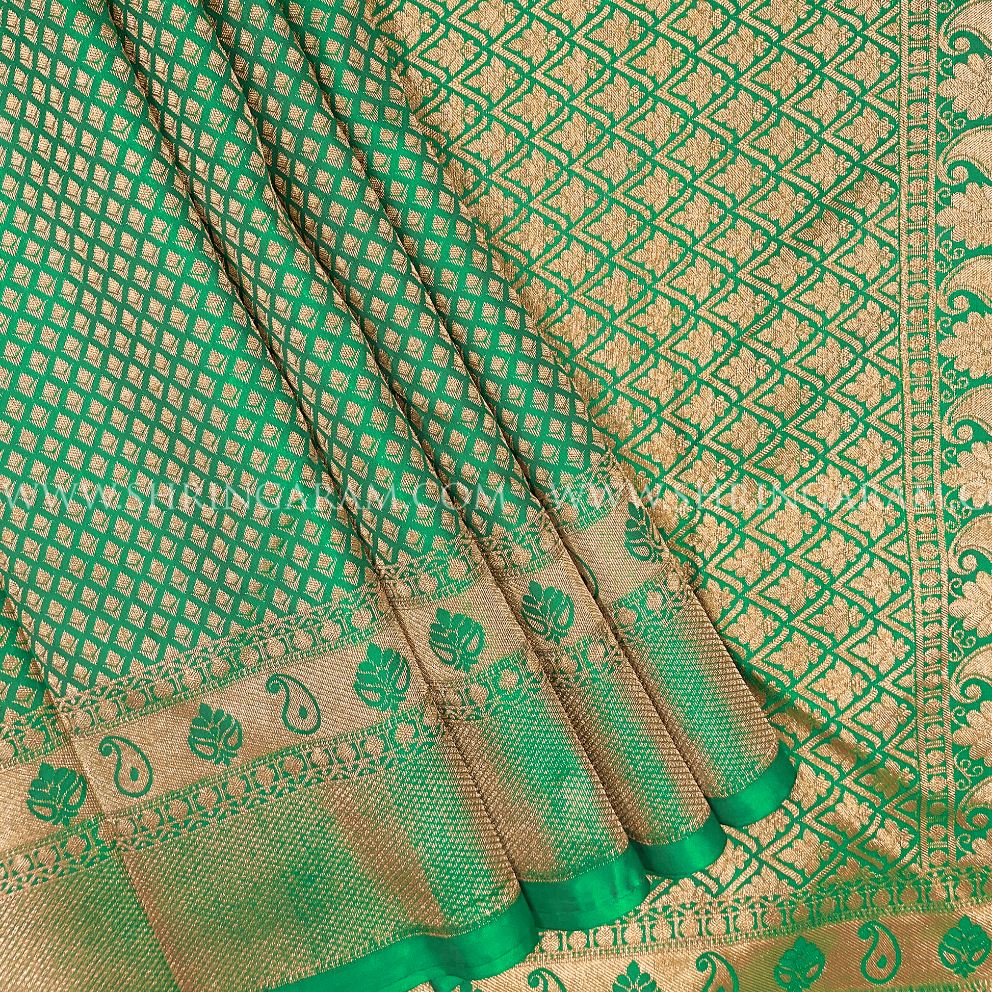 Parrot Green Kanjivaram Silk Saree
