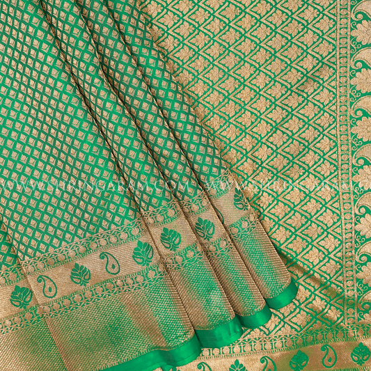 Parrot Green Kanjivaram Silk Saree