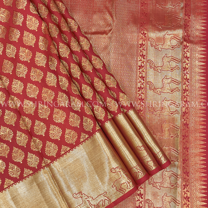 Red And Gold Traditional Kanjivaram Silk Saree