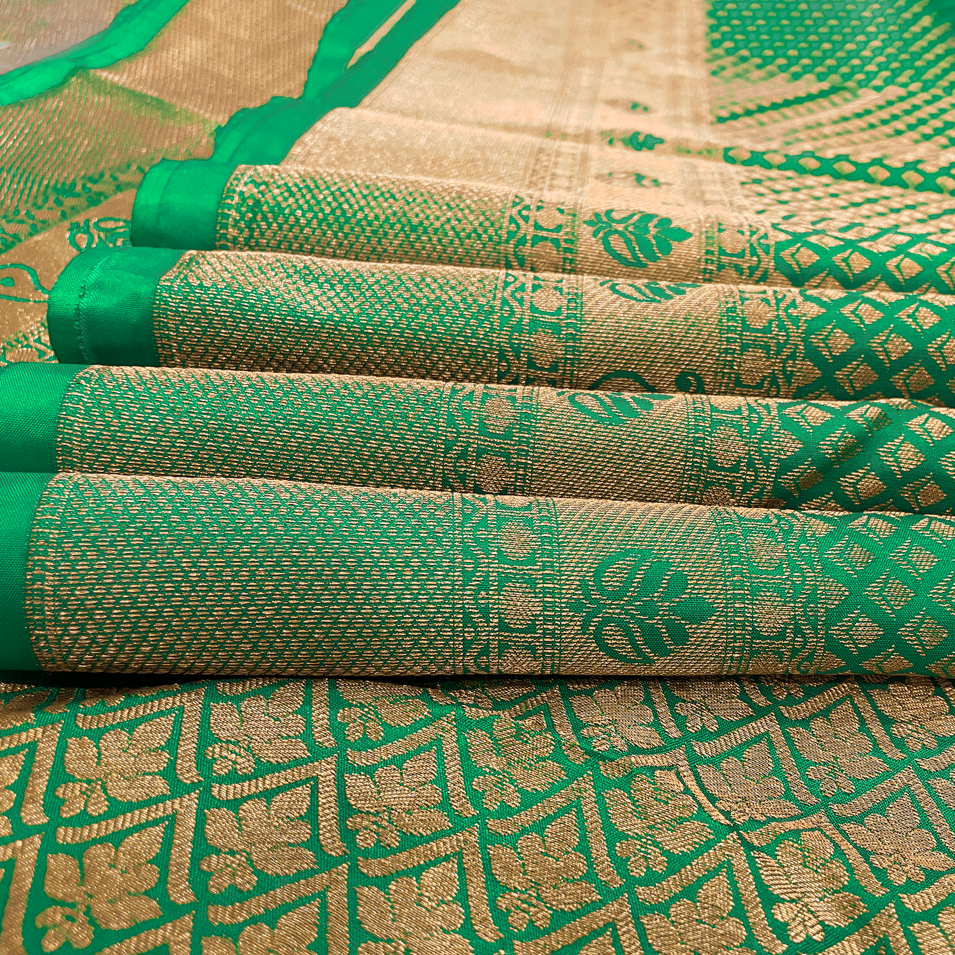 Parrot Green Kanjivaram Silk Saree