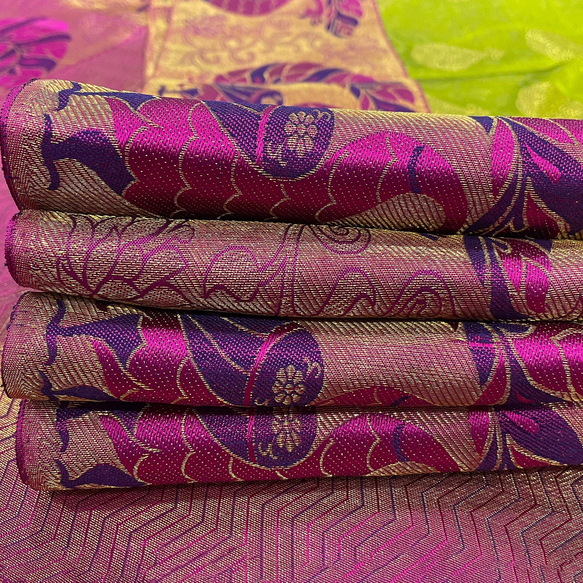 Green With Pink Border Kanjivaram Silk Saree