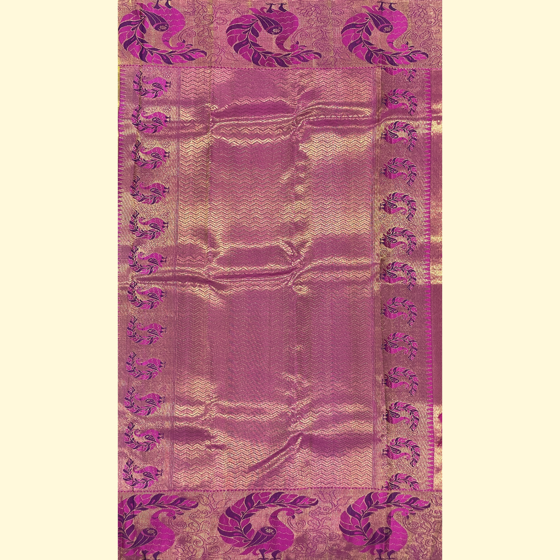 Green With Pink Border Kanjivaram Silk Saree