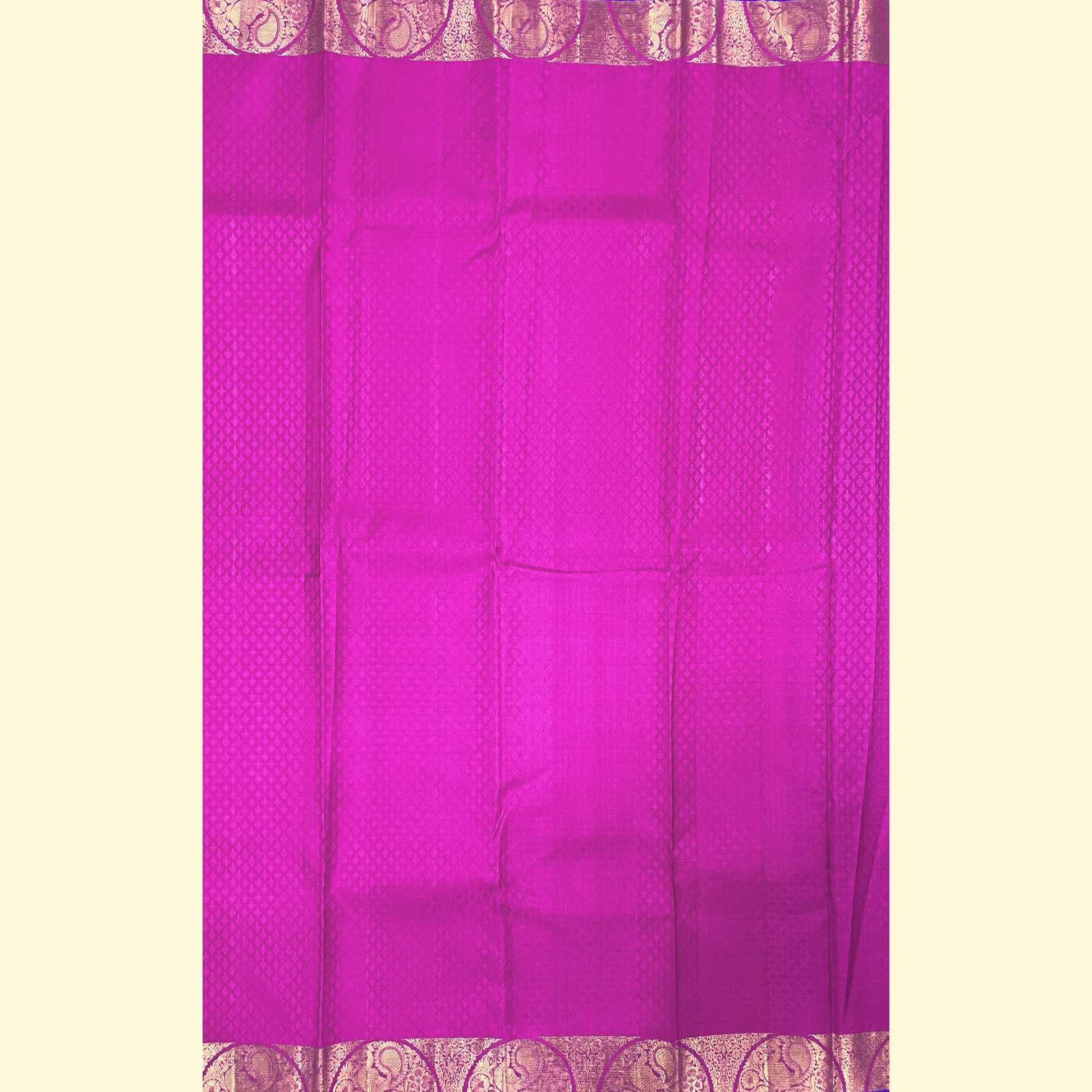 Lavender Kanjivaram Silk Saree With Hot Pink & Blue Border