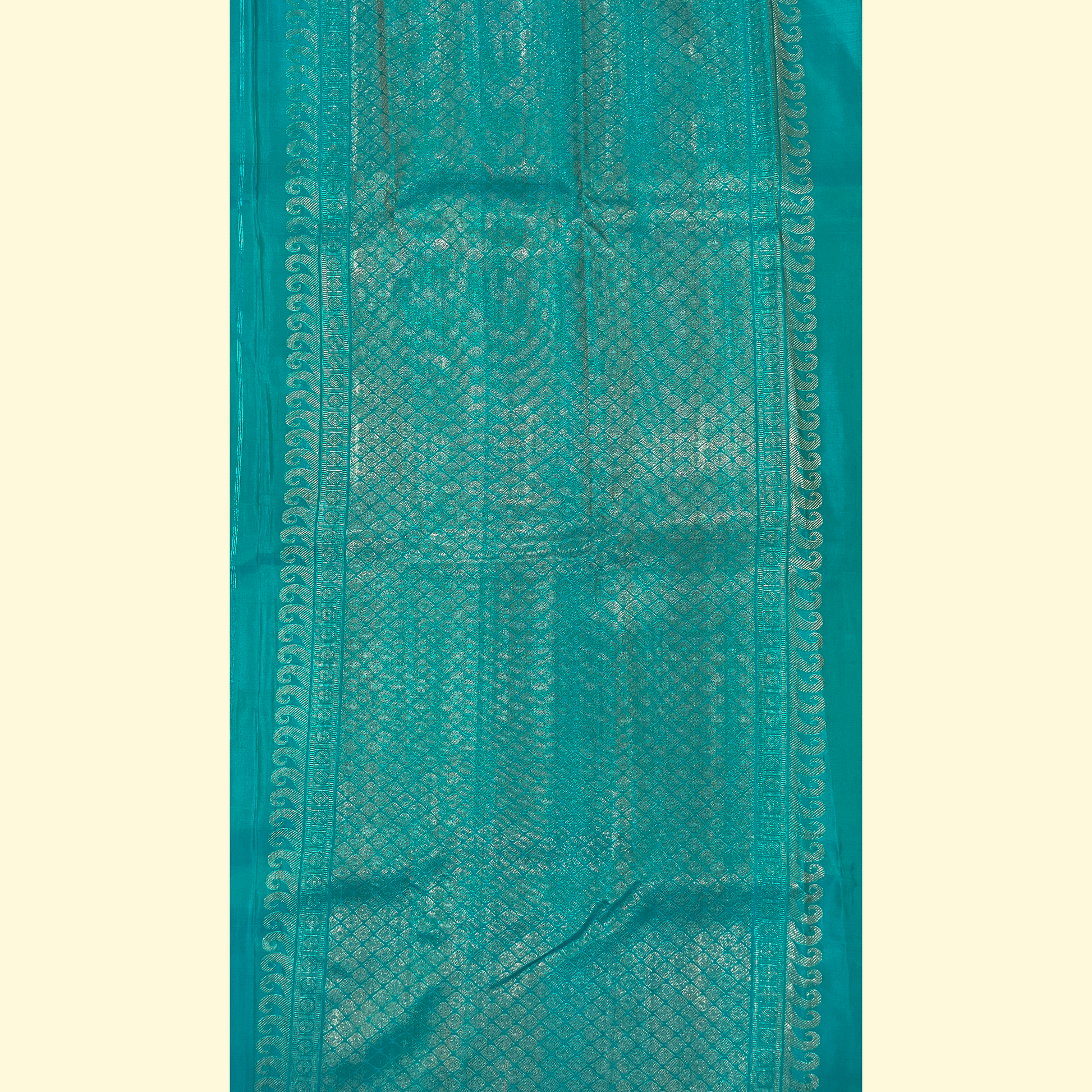 Peach Blue Multi Kanjivaram Silk Saree