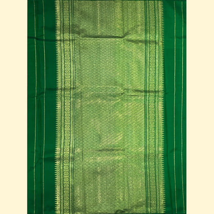 Magenta Kanjivaram Silk Saree With Green And Gold Mango Motifs