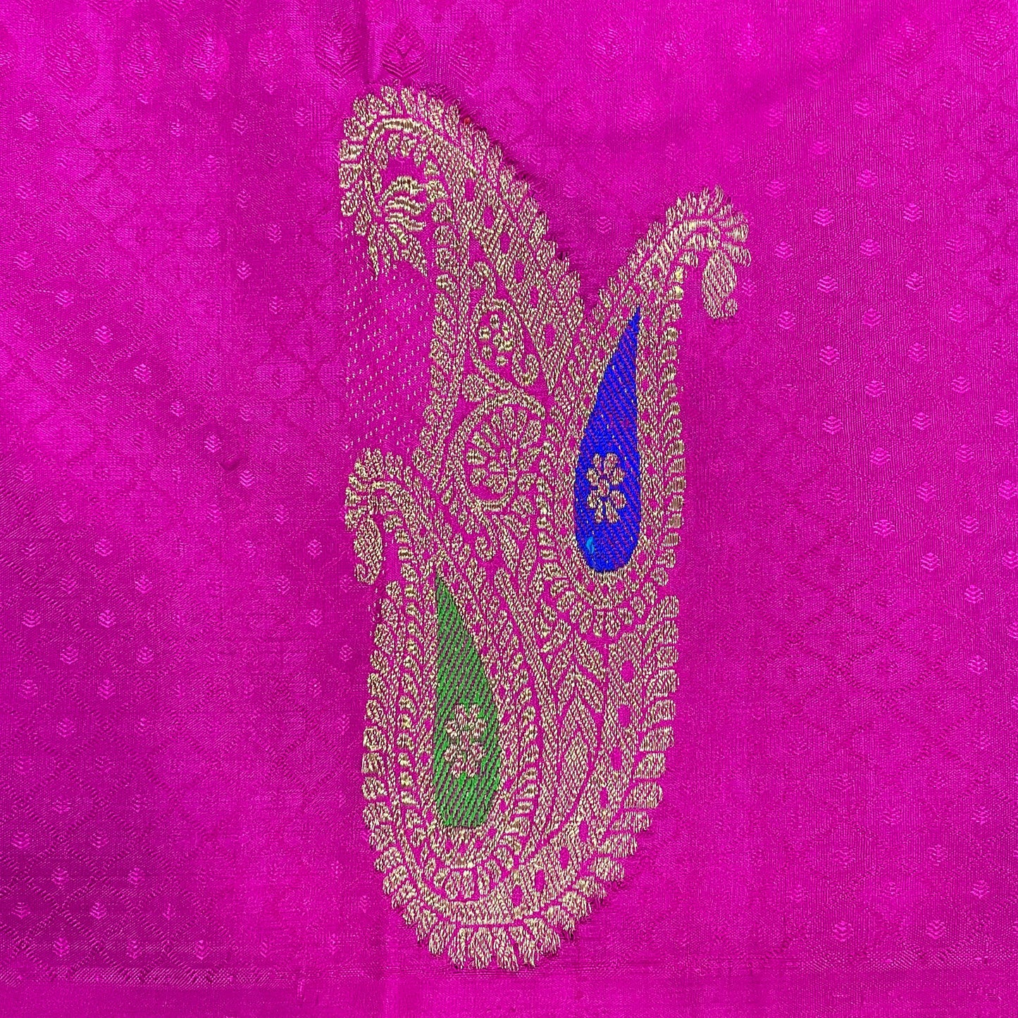 Hot Pink Kanjivaram Silk Saree With Multicolour Partly Pallu