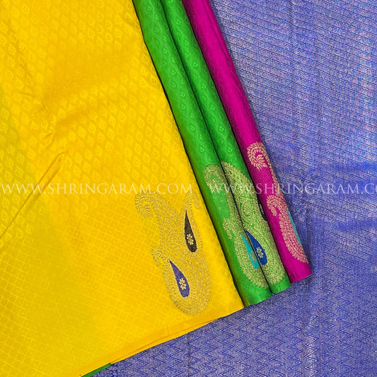 Hot Pink Kanjivaram Silk Saree With Multicolour Partly Pallu