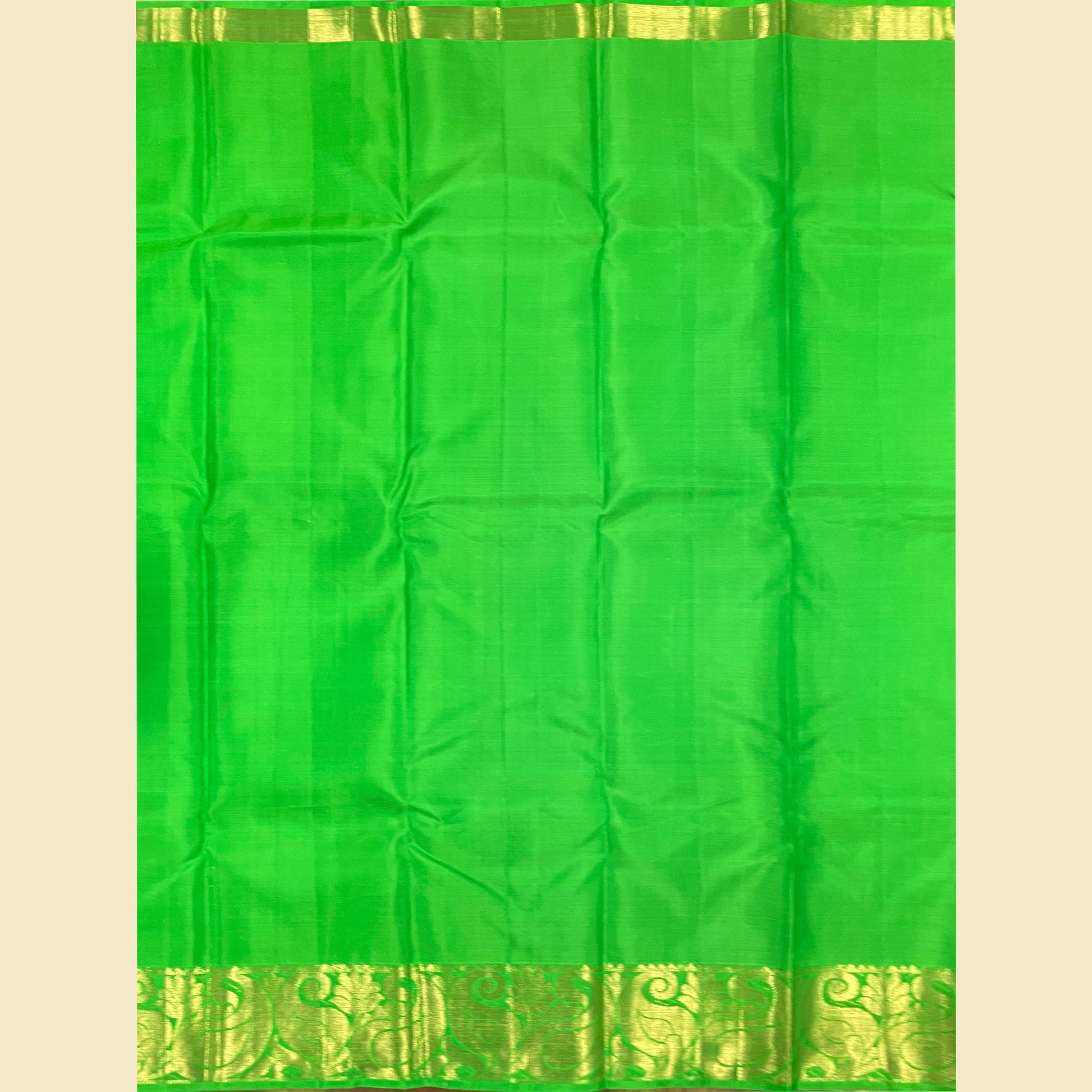 Antique Gold Green Blouse Kanjivaram Silk Saree  