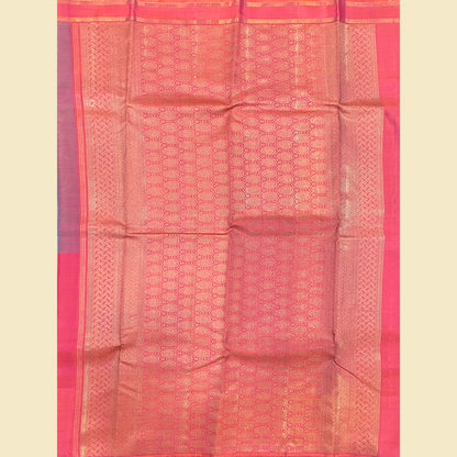  Kanjivaram Silk Saree With Pinkish-Orange Pallu