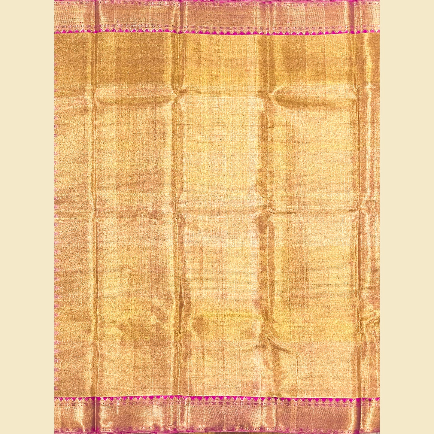 Gold zari Kanjivaram Silk Saree With Floral motifs.