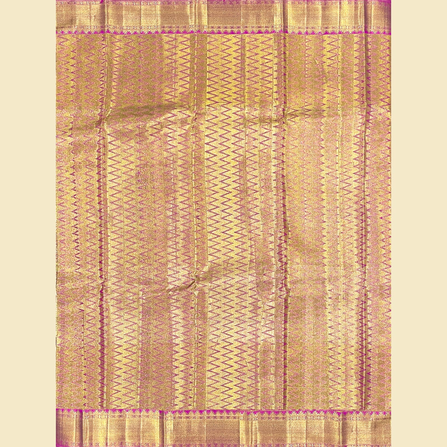 Gold zari Kanjivaram Silk Saree With Floral motifs.