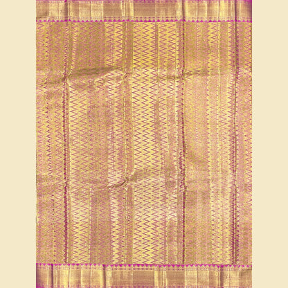 Gold zari Kanjivaram Silk Saree With Floral motifs.