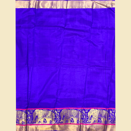 Royal Blue Blouse Kanjivaram Silk Saree 