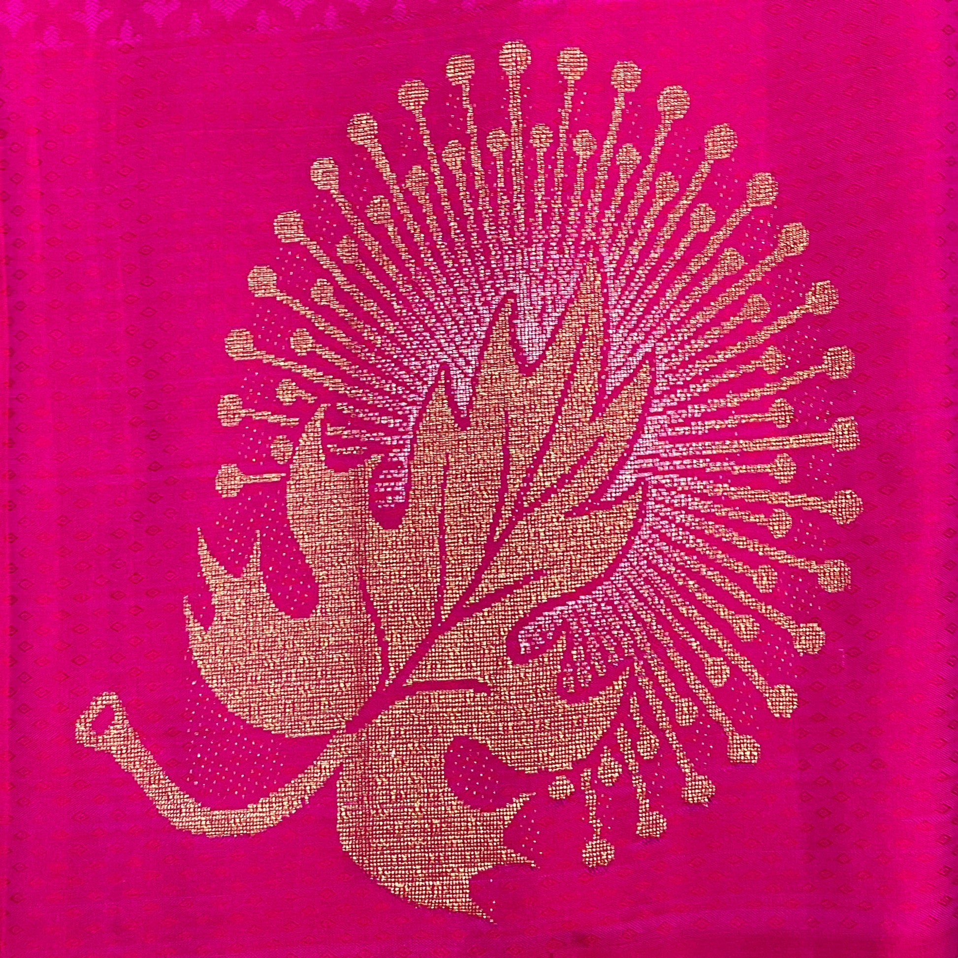 Rani Pink With Royal Blue & Sea Green Kanjivaram Silk Saree