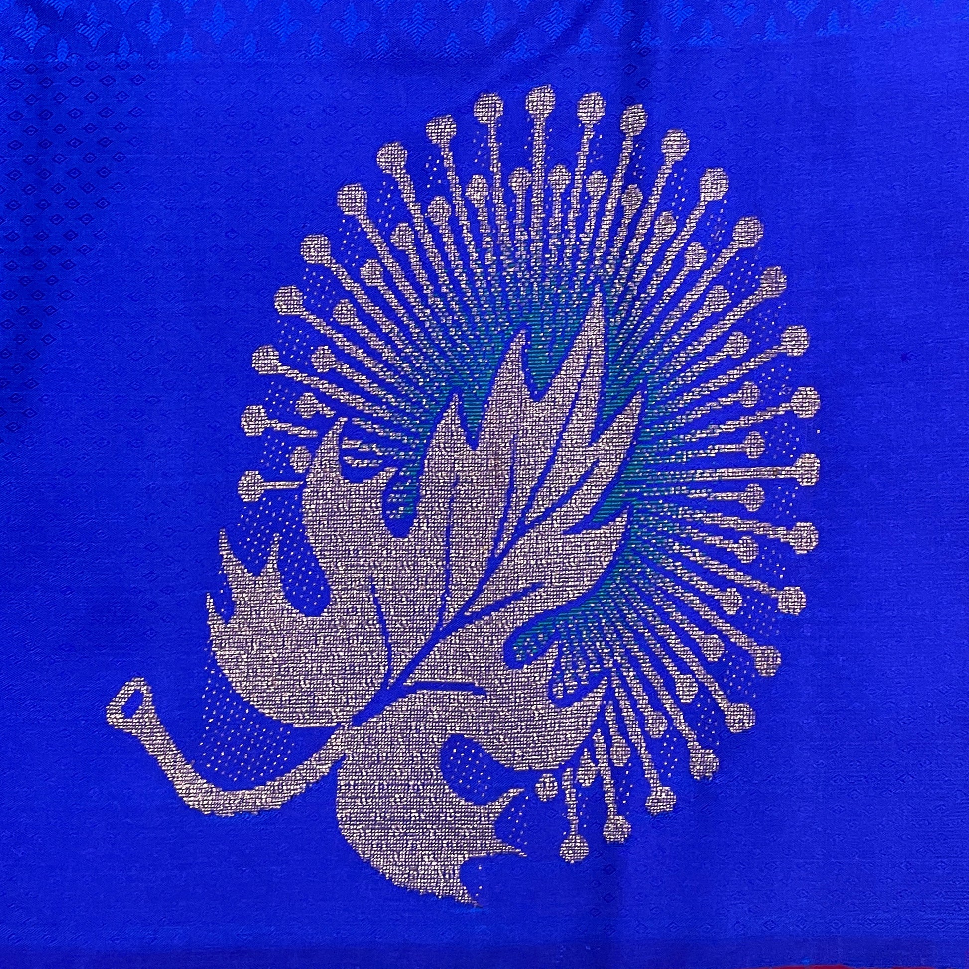 Rani Pink With Royal Blue & Sea Green Kanjivaram Silk Saree