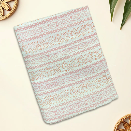 Soft Pastel Pink & Off White Linen Saree