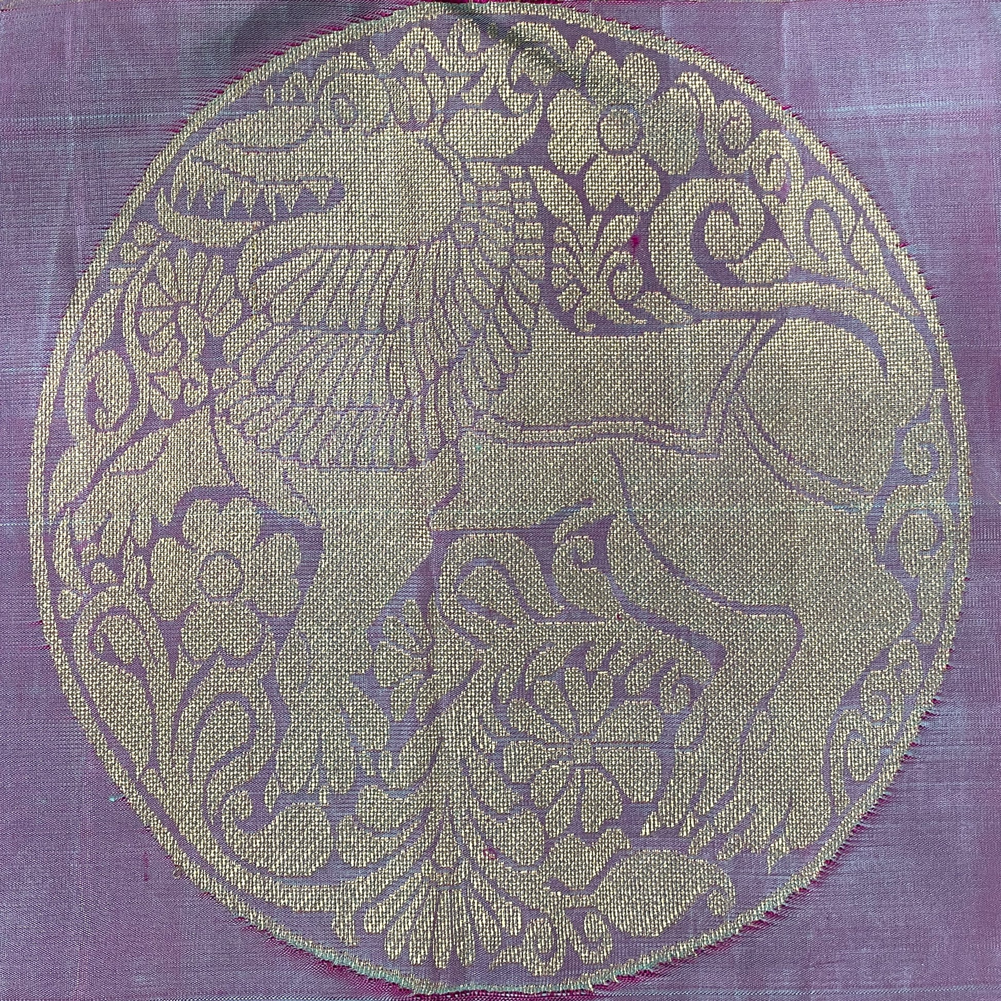 Pure Kanjivaram Silk Saree With Lavender-Purple Border