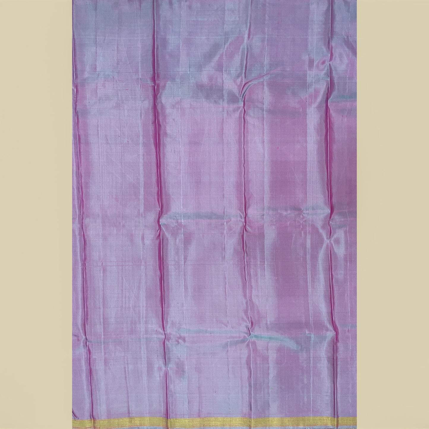 Pink-Red Kanjivaram Silk Saree With Lavender-Purple Blouse