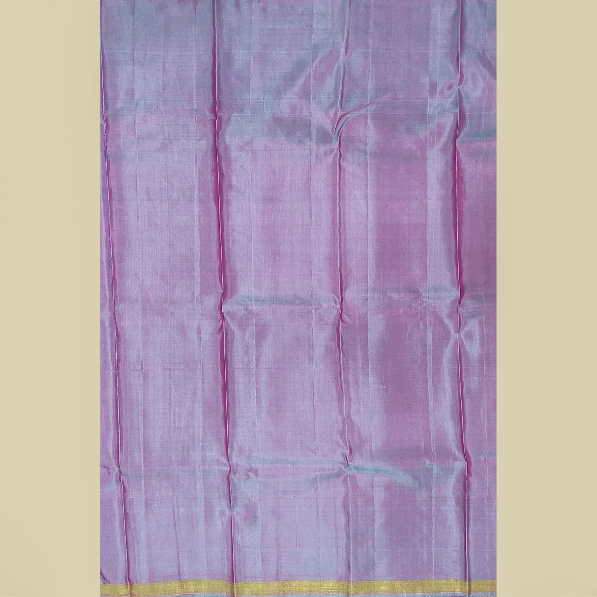 Pink-Red Kanjivaram Silk Saree With Lavender-Purple Blouse
