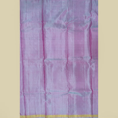Pink-Red Kanjivaram Silk Saree With Lavender-Purple Blouse