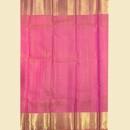 Violet Pink Kanjivaram Silk Saree With Peach Blouse