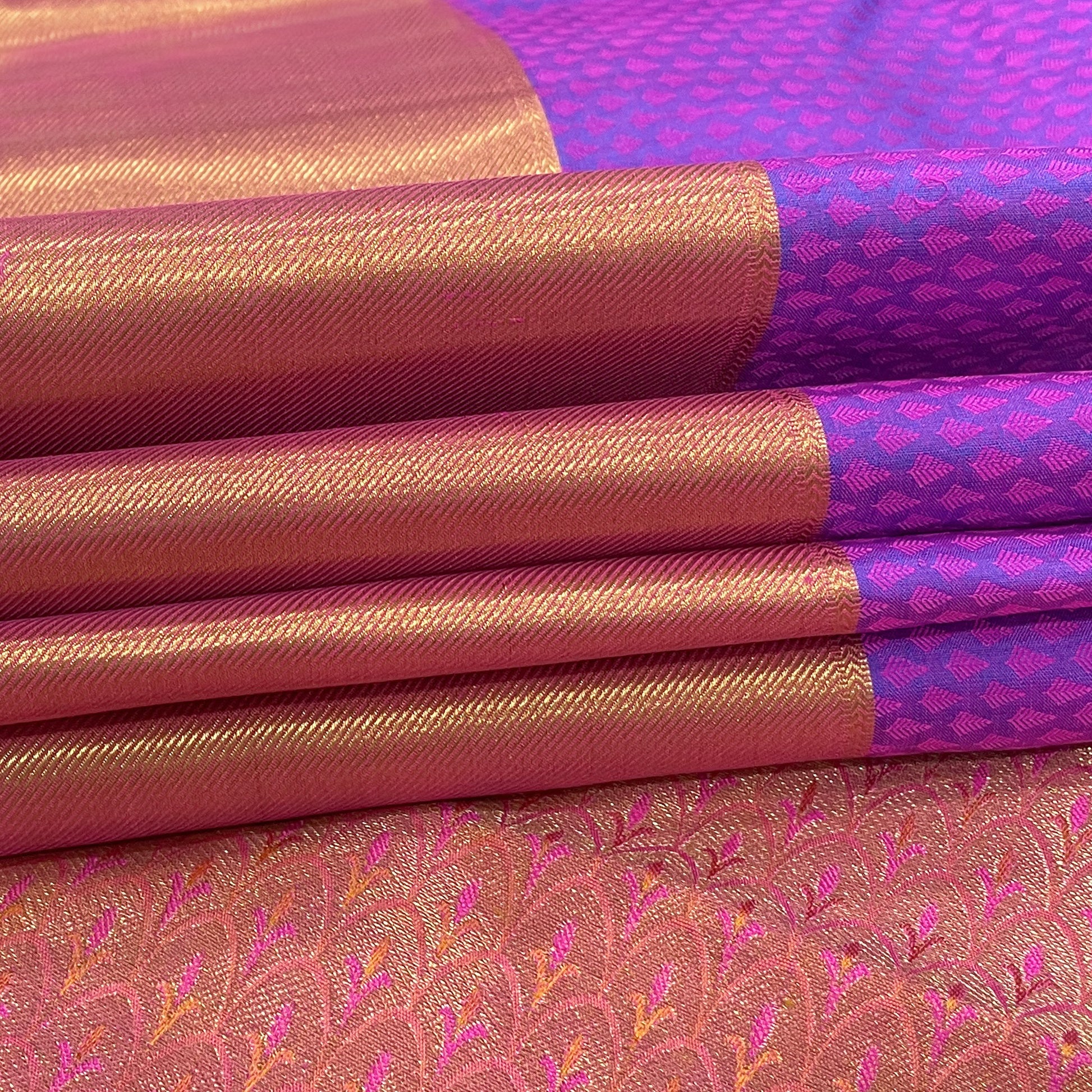 Violet Pink Kanjivaram Silk Saree 