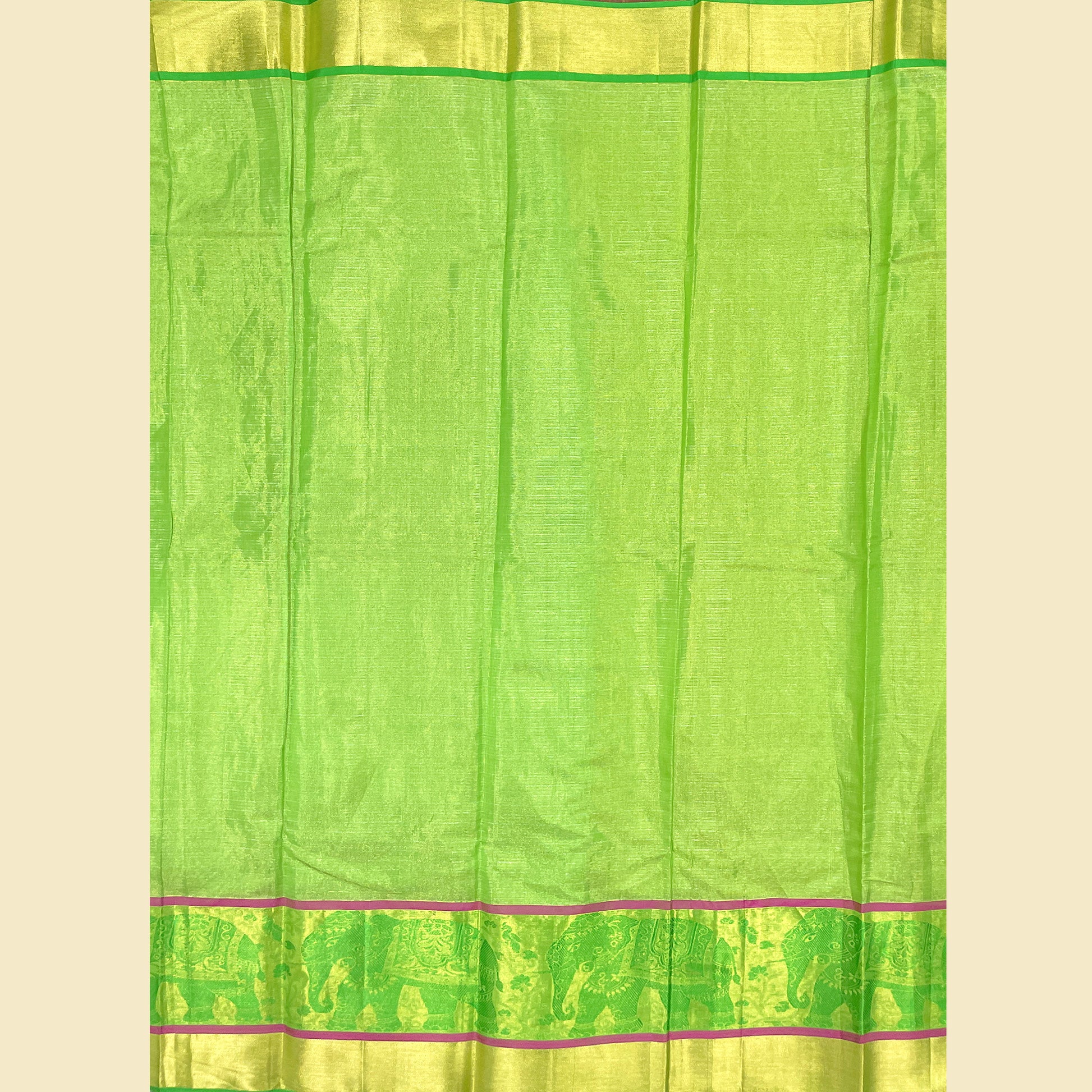 Golden Yellow Kanjivaram Silk Saree With Green Blouse
